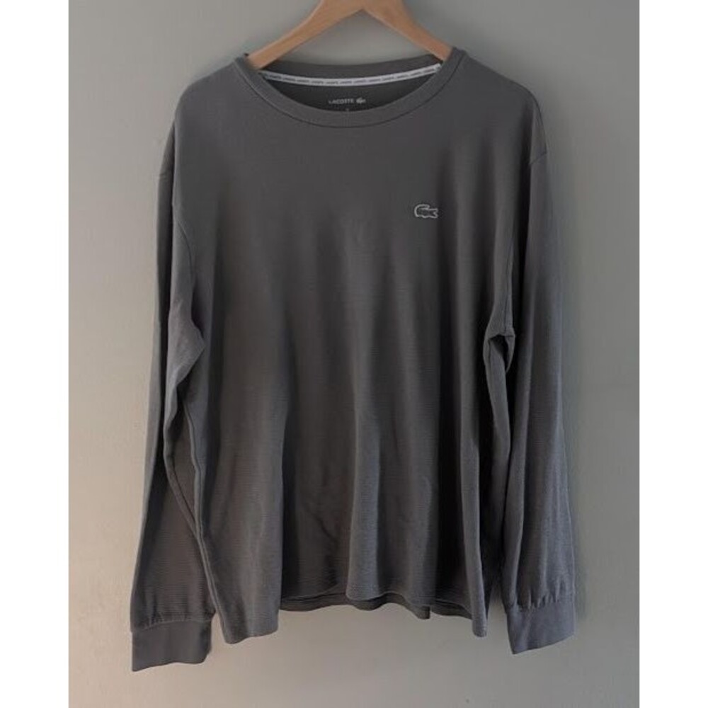Lacoste Shirt Men Sz XL Sleepwear Waffle Knit Thermal Lounge Long Sleeve Top